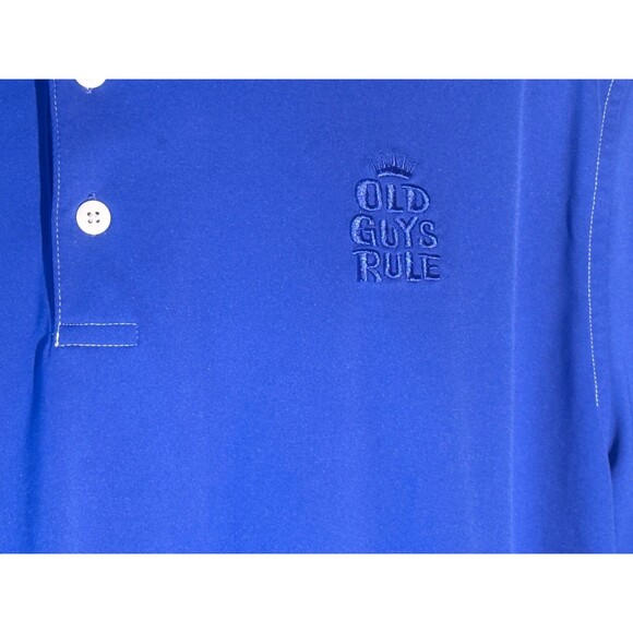 OLD GUYS RULE Men's Short Sleeve Button Down Polo Shirt Blue XL - Picture 3 of 6